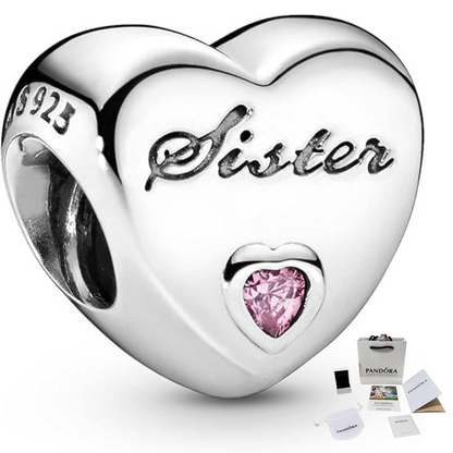 CHARM PANDORA SISTER HERMANA CORAZON AMOR PLATA 925