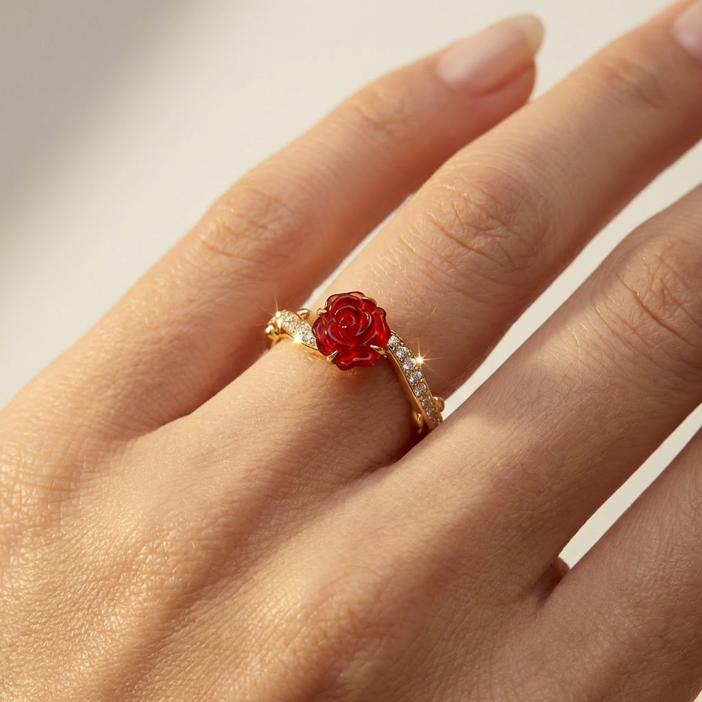 ANILLO PANDORA PRINCESA DISNEY BELLA Y LA BESTIA ROSA ENCANTADA ORO 14K ZOCALO ONLINE