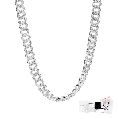 COLLAR PANDORA CUBANO CADENA PAVE ESLABONES PLATA .925 ZOCALO ONLINE