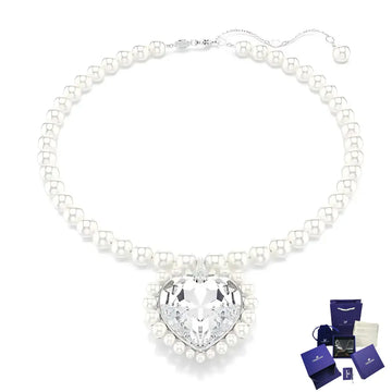 Collar Ariana Grande Cristales Crystal Pearl Perlas Talla de Corazón Grande Swarovski