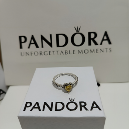 ANILLO PANDORA CORAZON ELEVADO DORADO+ KIT DE REGALO