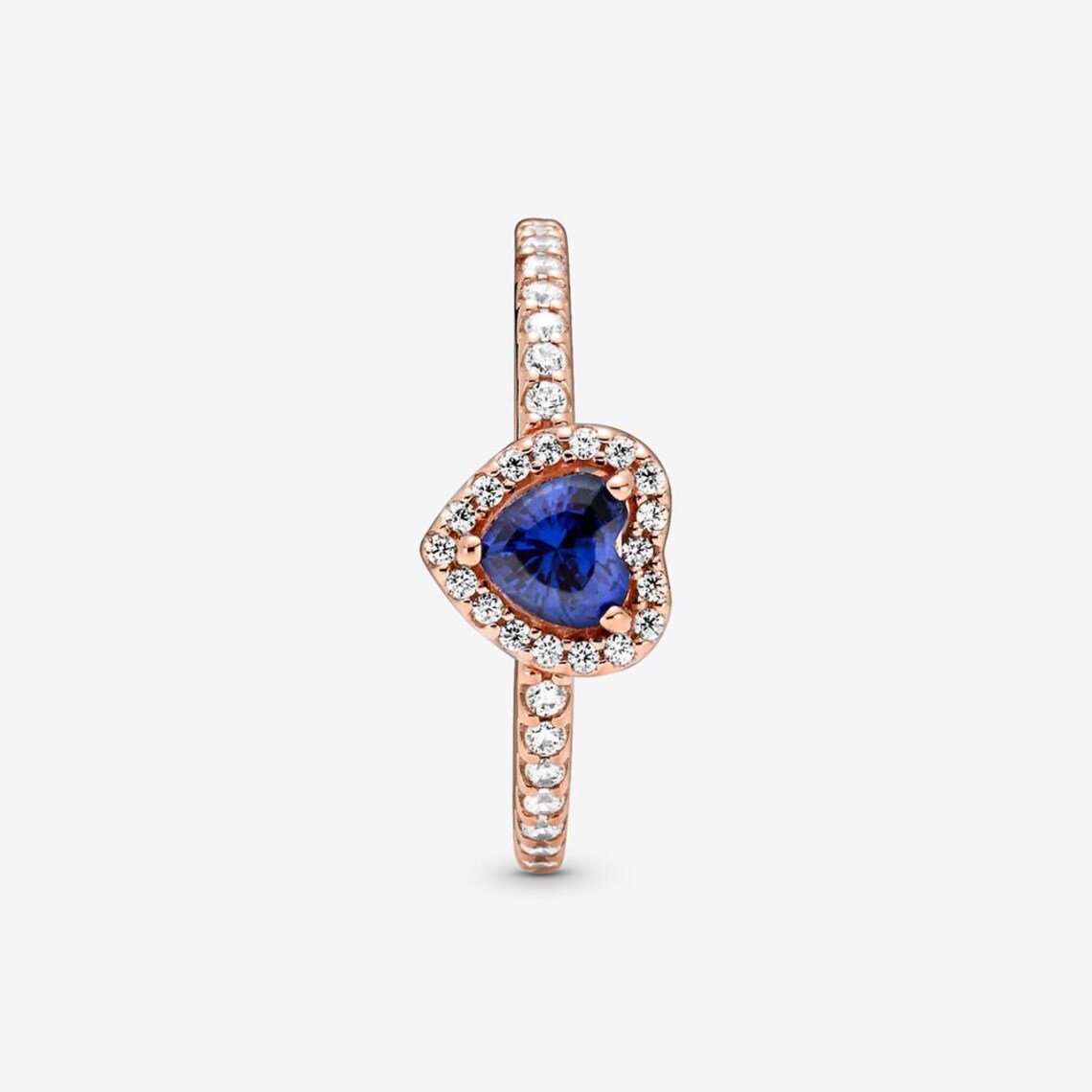 ANILLO DESLUMBRANTE PROMESA CORAZÓN AZUL PANDORA ROSE GOLD