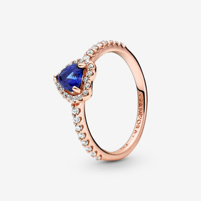 ANILLO DESLUMBRANTE PROMESA CORAZÓN AZUL PANDORA ROSE GOLD