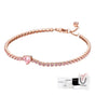 PULSERA PANDORA CORAZON BRILLANTE TENIS ORO ROSA + KIT DE REGALO