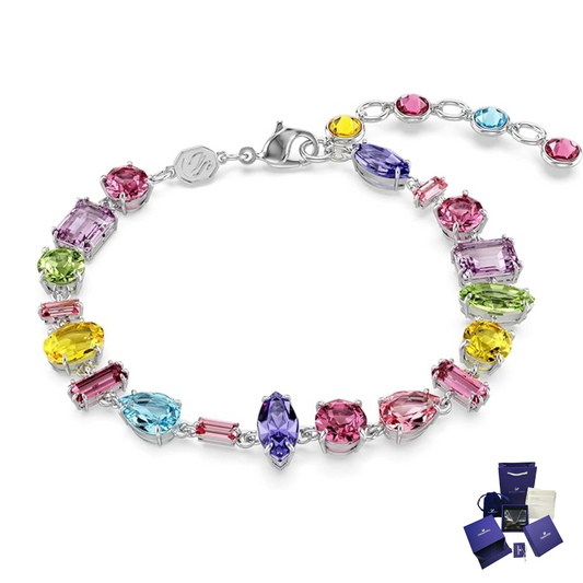 PULSERA BRAZALETE SWAROVSKI GEMA MULTI COLOR SWAROVSKI + KIT DE REGALO