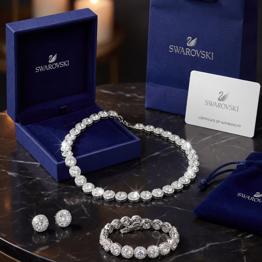 SET CONJUNTO COLLAR + PULSERA + ARETES SWAROVSKI ANGELIC HALO ZOCALO ONLINE