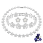 SET CONJUNTO COLLAR + PULSERA + ARETES SWAROVSKI ARIANA GRANDE FLORES BLANCAS
