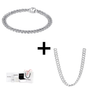 SET PULSERA COLLAR PANDORA CUBANO CADENA PAVE ESLABONES PLATA .925