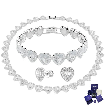 Set Collar + Pulsera + Aretes Ariana Grande Corazones Swarovski