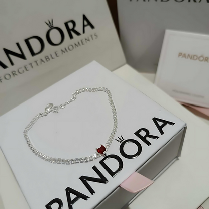 PULSERA PANDORA TENIS CORAZON ROJO + KIT DE REGALO